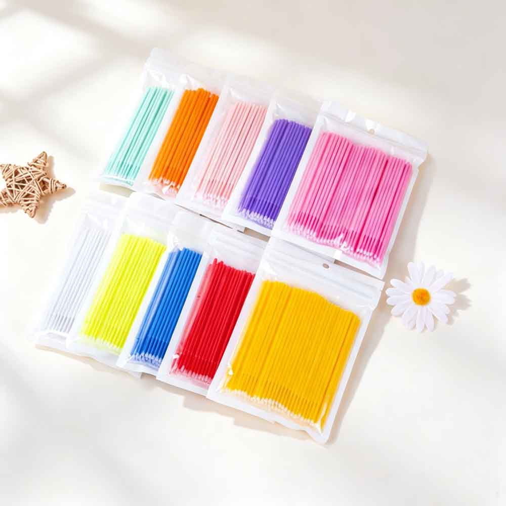 Eyelash Extension Remover - 100 adet temizleme çubuğu mikro fırça